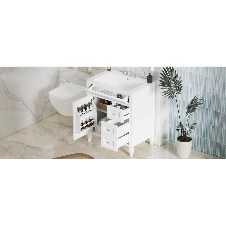 30''Bathroom Vanity with Top Sink,with 2 Drawers and a Tip-out Drawer,Single Sink Bathroom Vanity