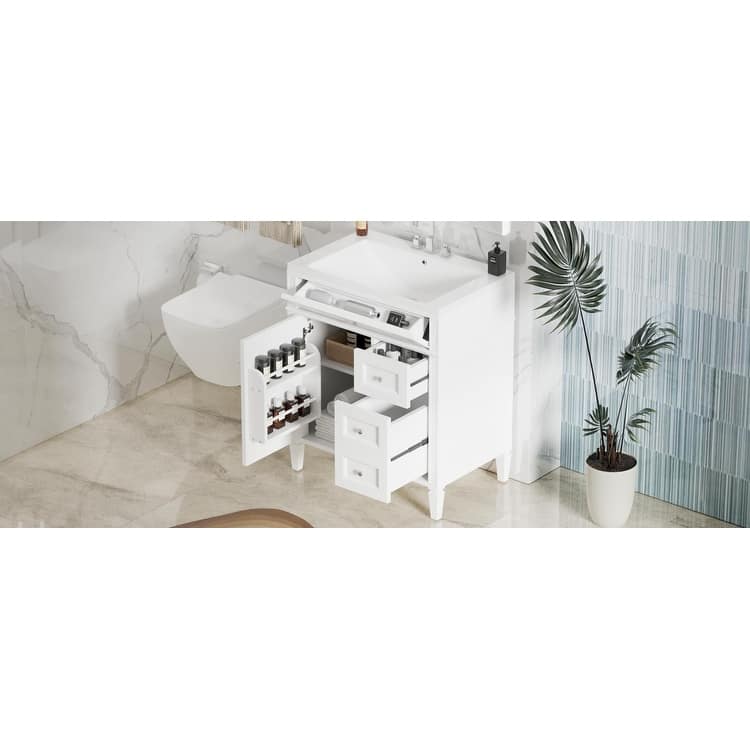 Roomfitters 30 Inch Bathroom Vanity with Sink, Modern Storage Cabinet with 2 Drawers and Tip Out Drawer