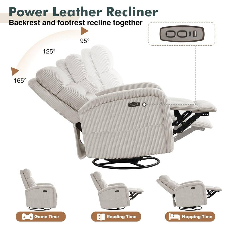 Aemeios Swivel Power Recliner Rocker with USB and Type C Port Set of 2