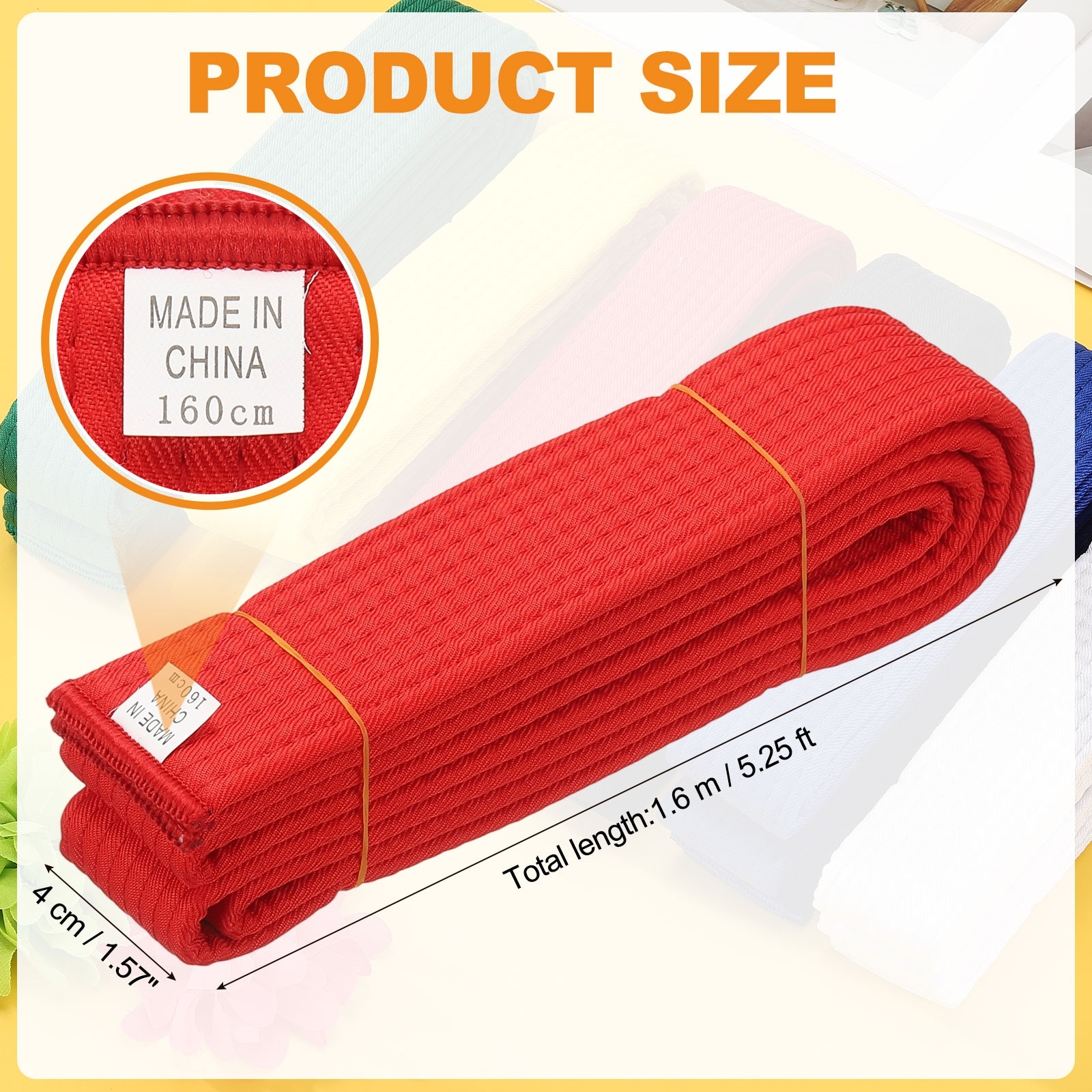 Karate Belt, Martial Arts Ranking Belts Solid Cotton Double-Layered Core Long Soft Training Equipment