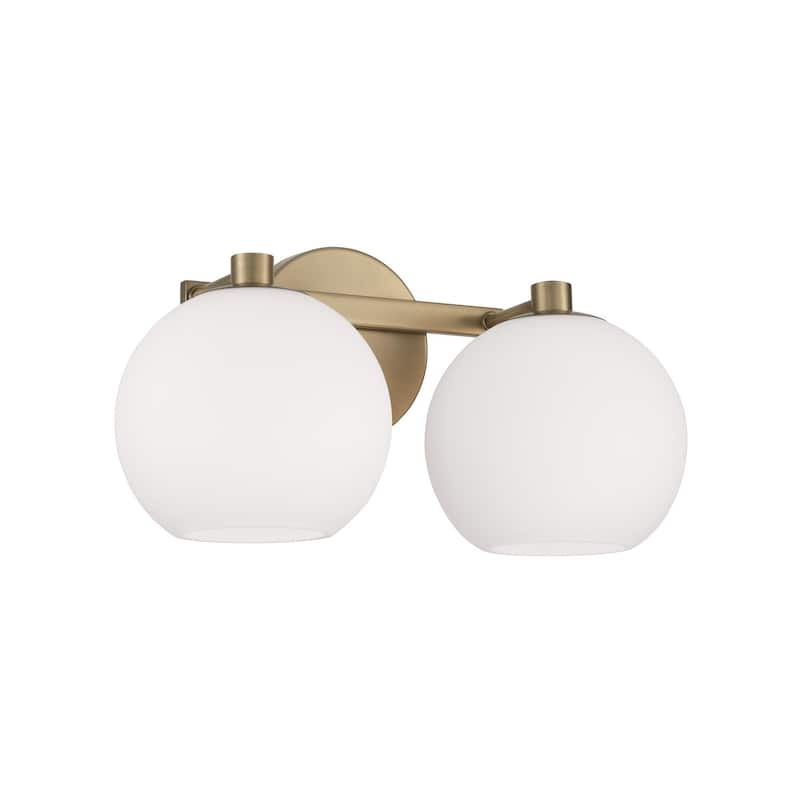 Ansley 2-Light Vanity - 14.75"W x 8"H x 7.75"E - Aged Brass