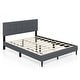 preview thumbnail 1 of 18, Costway Queen Upholstered Platform Bed Mattress Foundation Button Grey