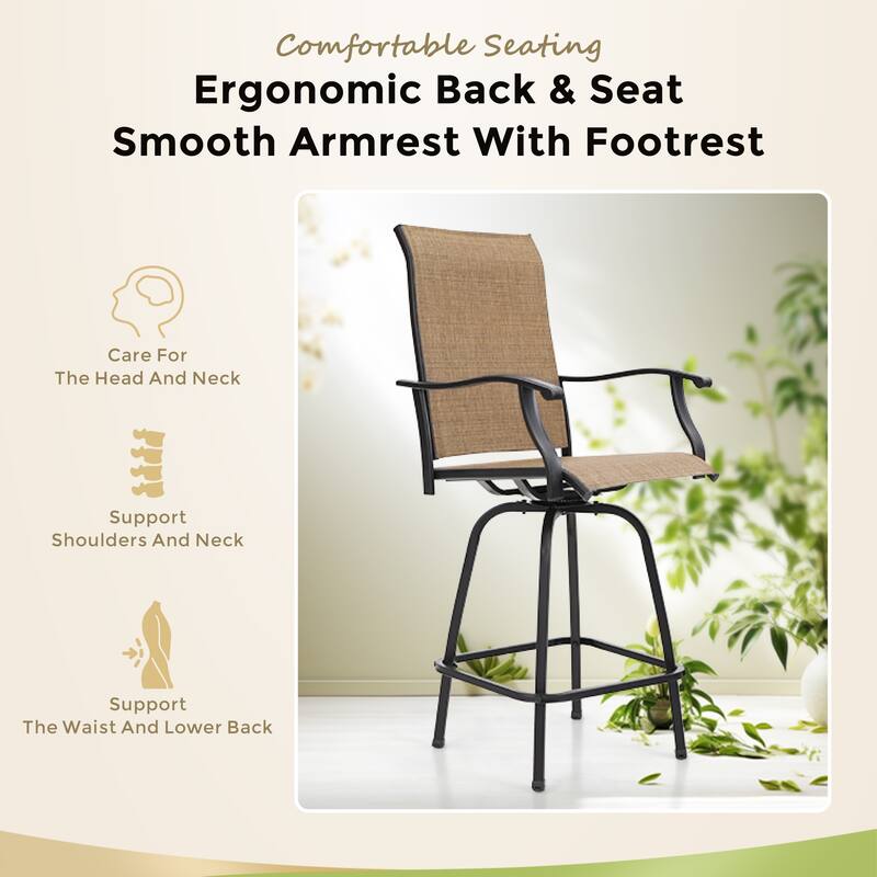 Oudoor All-weather Swivel Patio Bar Stools (Set of 2/4) - N/A