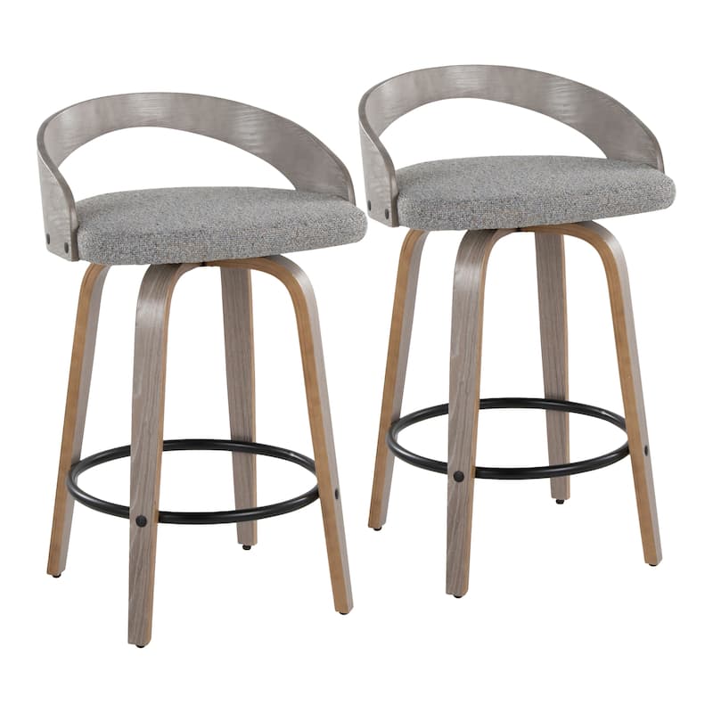 Carson Carrington Stavanger 26" Fixed-Height Counter Stool with Bent Wood Legs & Round Footrest (Set of 2)