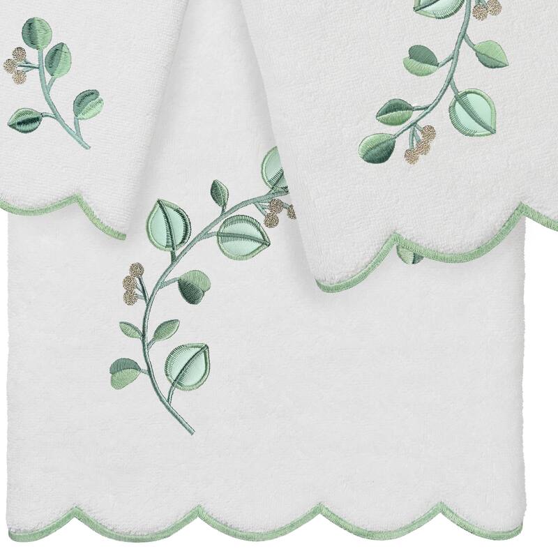 Authentic Hotel and Spa 100% Turkish Cotton WILD BRANCH Scallop Embellished Towel Collection