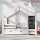 preview thumbnail 12 of 18, Twin Size House Bed with Blackboard and Drawers,Two assembly options