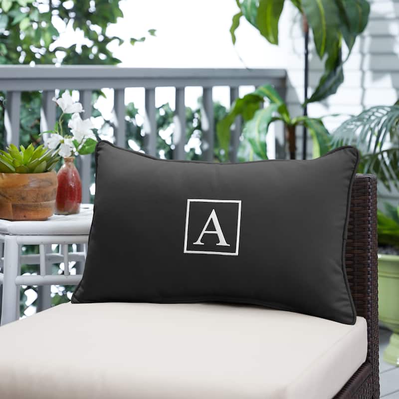 Sunbrella Canvas Monogram Indoor/Outdoor 13x20 Corded Pillow (Single)