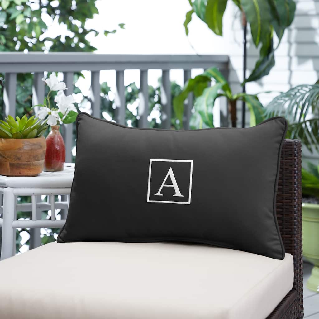Sunbrella Canvas Monogram Indoor/Outdoor 13x20 Corded Pillow (Single)