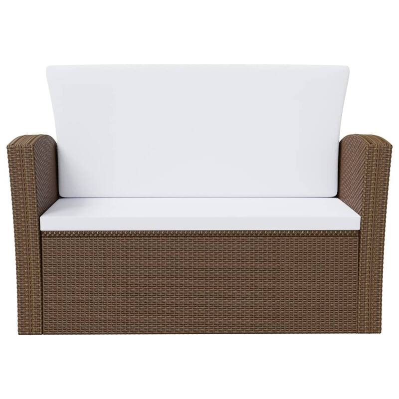 vidaXL Patio Lounge Set Sectional Sofa Set 4 Piece with Cushions Poly Rattan