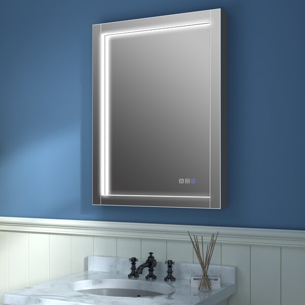 Round Bathroom LED Lighted Mirror with Defogger On Sale Bed Bath & Beyond 34442807