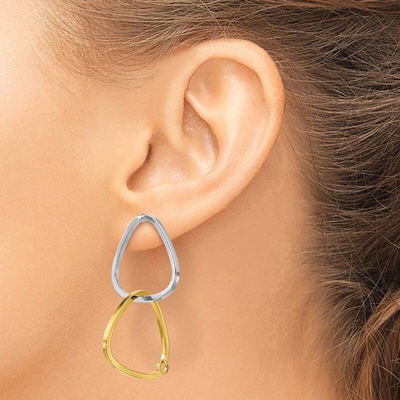 Curata 1.4mm 14k Two-tone Fancy Versatile Triangle Post Earrings