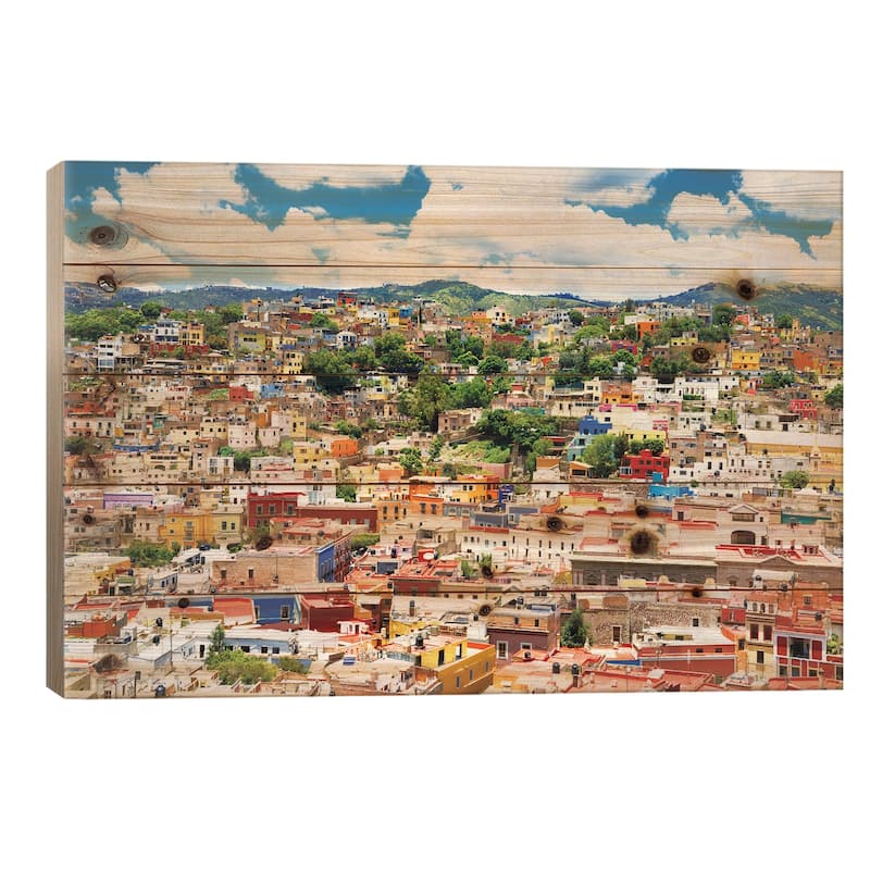 Cityscape Of Guanajuato Print On Wood by Philippe Hugonnard - Multi-Color - 18x26x1.5