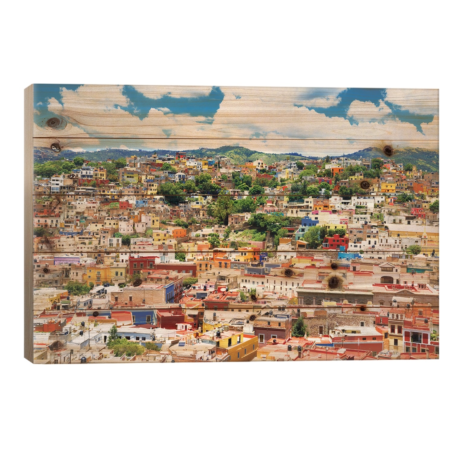 Cityscape Of Guanajuato Print On Wood by Philippe Hugonnard - Multi-Color