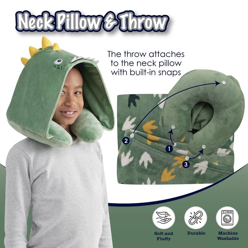 3D Animal Neck Pillow and Throw Set for Kids