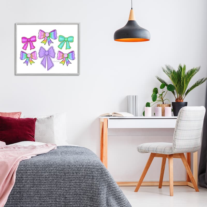 Stupell Playful Bowtastic Ribbons Framed Giclee Art Design By Katie Conley