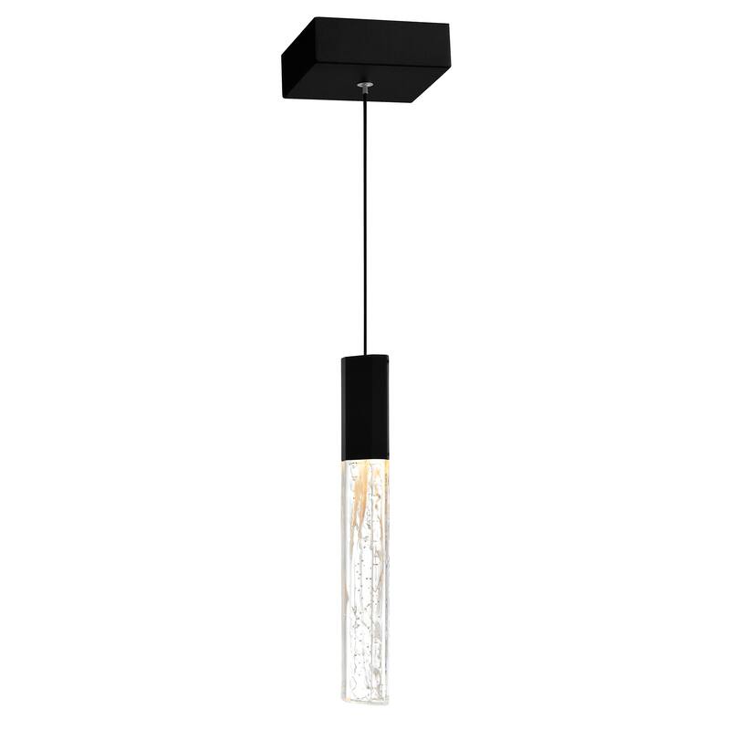 Greta Integrated LED 5in Black Mini Pendant with Handcrafted Glass - Black