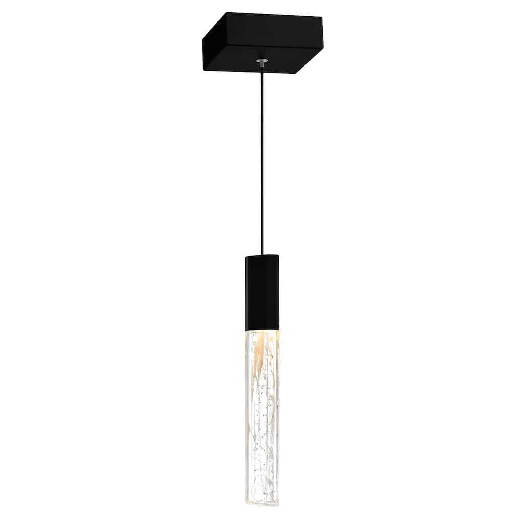 Greta Integrated LED 5in Black Mini Pendant with Handcrafted Glass