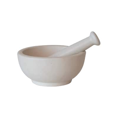 Stoneware Mortar and Pestle Set, Set of 2 - 8.0"L x 8.0"W x 3.5"H