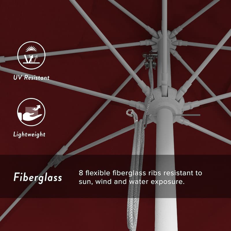 California Umbrella 11' Venture Series Patio Umbrella, White Aluminum Pole Fiberglass Ribs Pulley Lift Pacifica