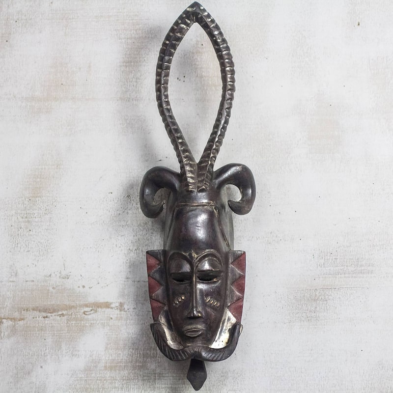 Handmade Bravery of the Goat Ivoirian wood mask (Ghana)