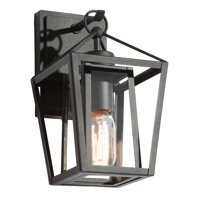 Tarake Black Outdoor Wall Sconce Glass Cage 1-light Wall Lantern Exterior Lighting - Textured Black - L 6"x W 7"x H 11"