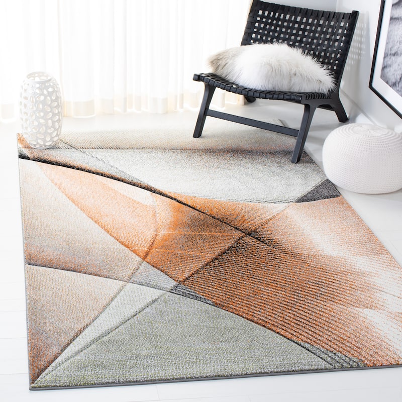 SAFAVIEH Hollywood Verbena Mid-Century Modern Abstract Rug - 10'6" x 14' - Grey/Orange