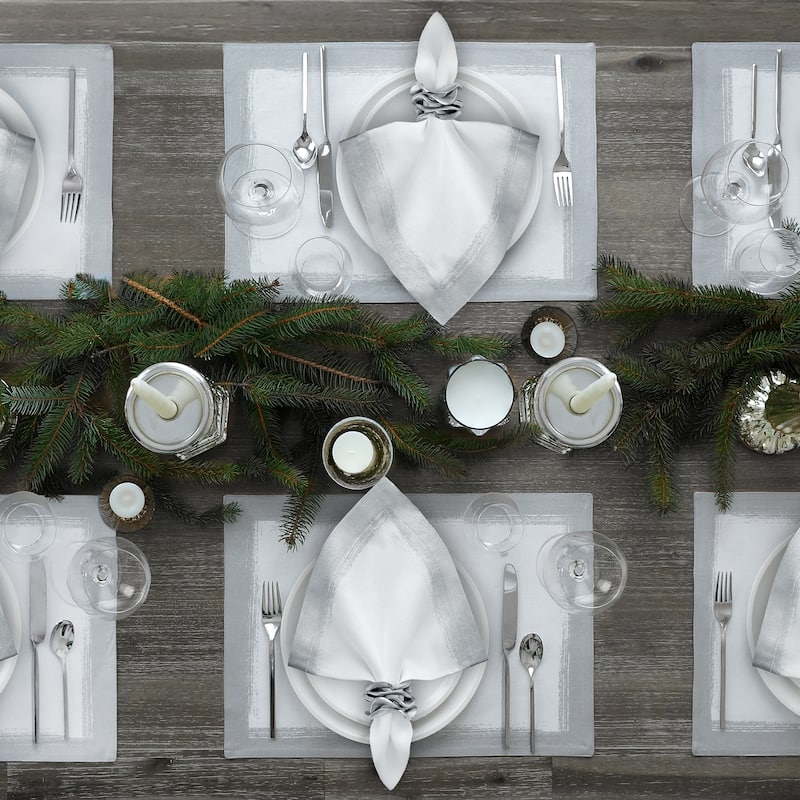 Villeroy and Boch Metallic Brushstroke Placemats (Set of 4) - 14" w x 20" l - White