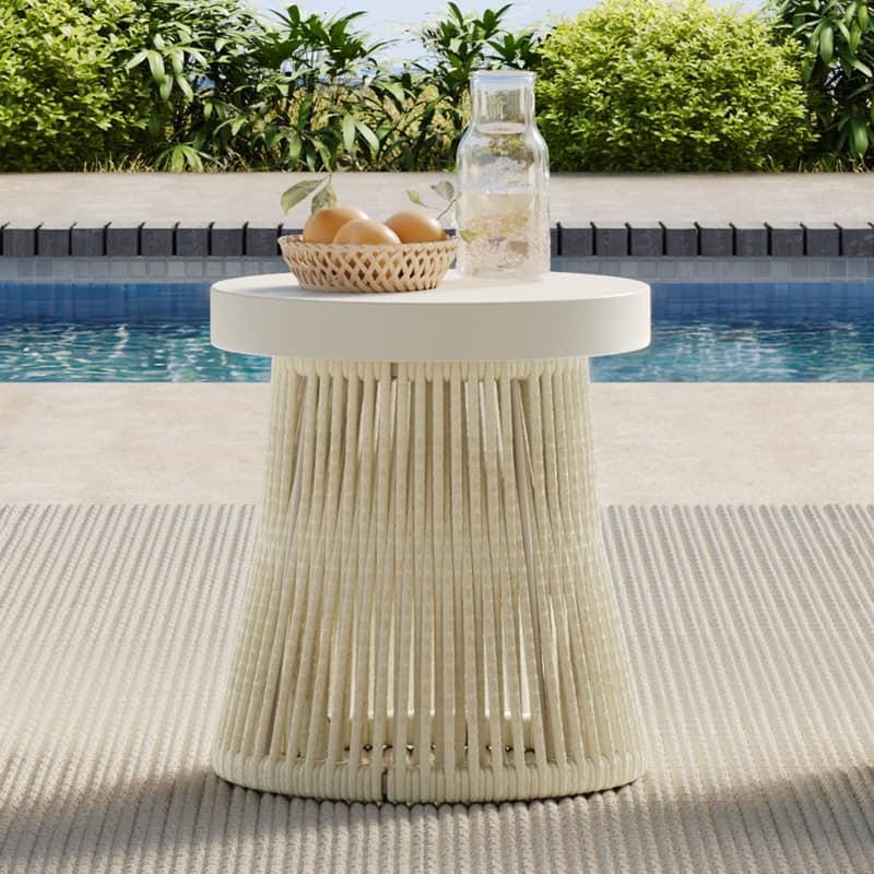 Carlos Outdoor Patio Furniture Bistro Set Swivel Chair - 1 Side table - Beige