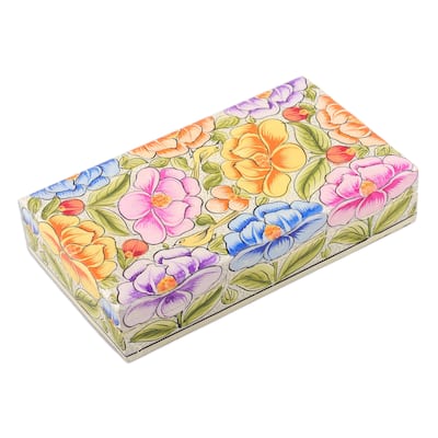 Novica Handmade Blooming Kashmir Wood Decorative Box