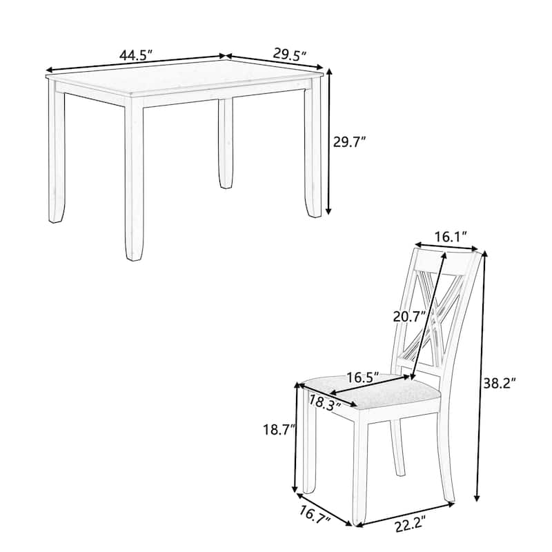 Dining Table Set Kitchen Rectangular Table and 4 Chairs for Kitchen