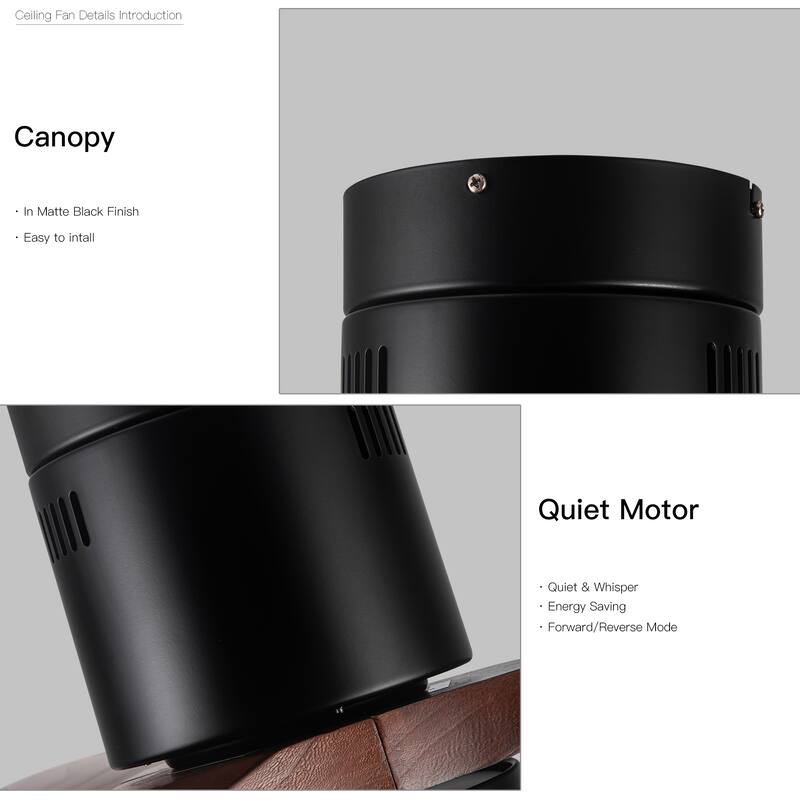 6-Speed Remote Control Wood Dimmable Ceiling Fan with Lights & Reversible Motor, Smart APP Control, Quiet Flush Mount Fan