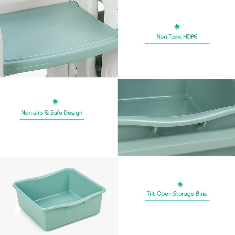 Kids Toy Storage Organizer with Bins and Multi-Layer Shelf for Bedroom Playroom - 44" x 14" x 36"(L x W x H)