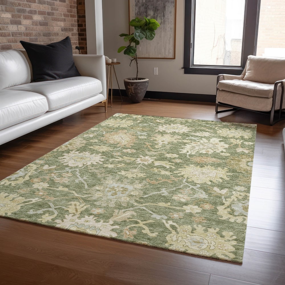 Machine Washable Indoor/ Outdoor Traditional Casual Chantille Rug