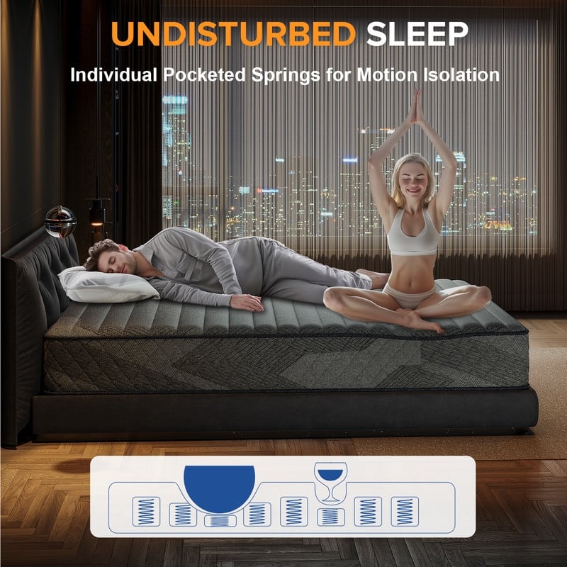 SweDrea Firm Hybrid Mattress - Breathable Foam, 8"/12", Safety-Certified