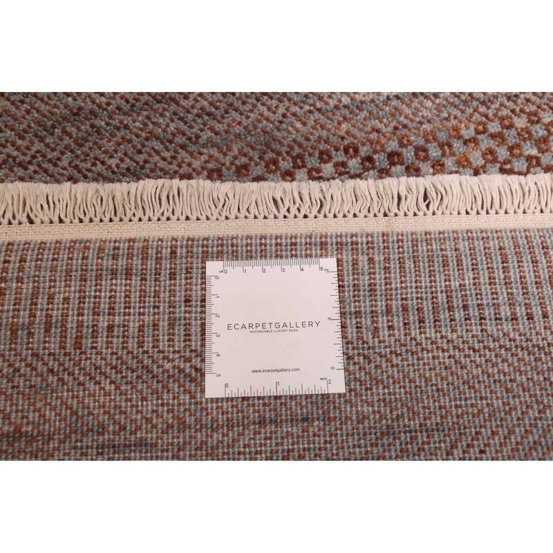 ECARPETGALLERY Hand-knotted Finest Silk Shadow Grey Wool Rug - 5'10 x 9'3