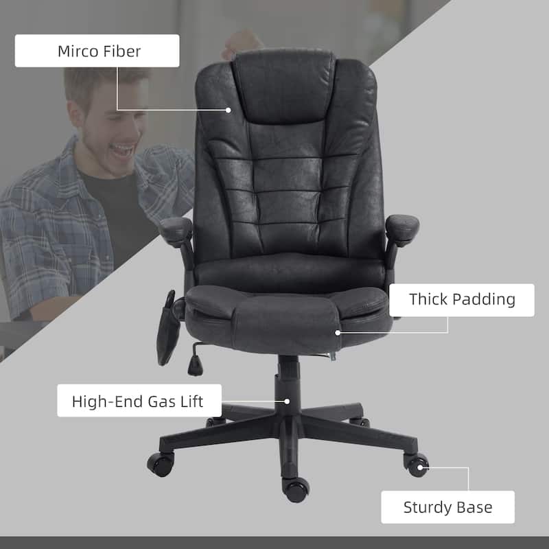 6 Point Vibrating Massage Office Chair With Lumbar Heat Black