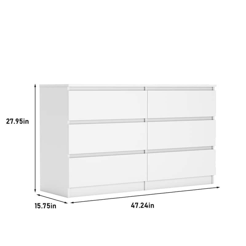 6-Drawer Double Dresser, Storage Cabinet with Handleless for Bedroom, Living Room