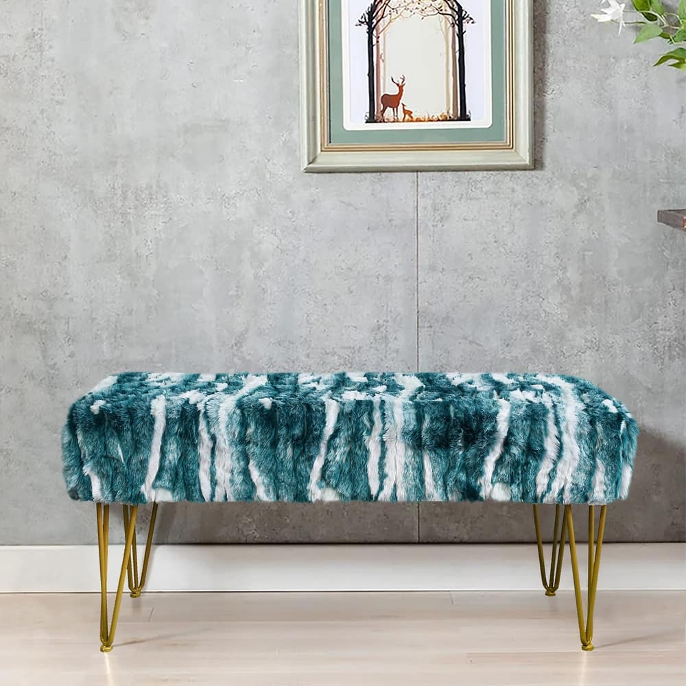 Home Soft Things Soft Fauxfur Ottoman Fuzzy Entryway Bench Seat