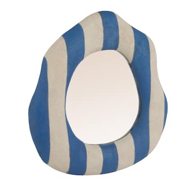 Textured Resin Organic Shaped Striped Wall Mirror - 15.5"L x 1.38"W x 15.13"H