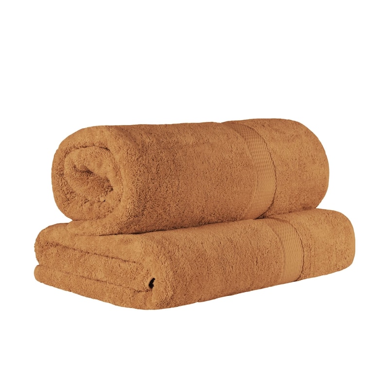 Blue Nile Mills Luxury 2-Piece Egyptian Cotton Bath Sheet Set, Thick Absorbent Oversized Bathroom Towels - Rust