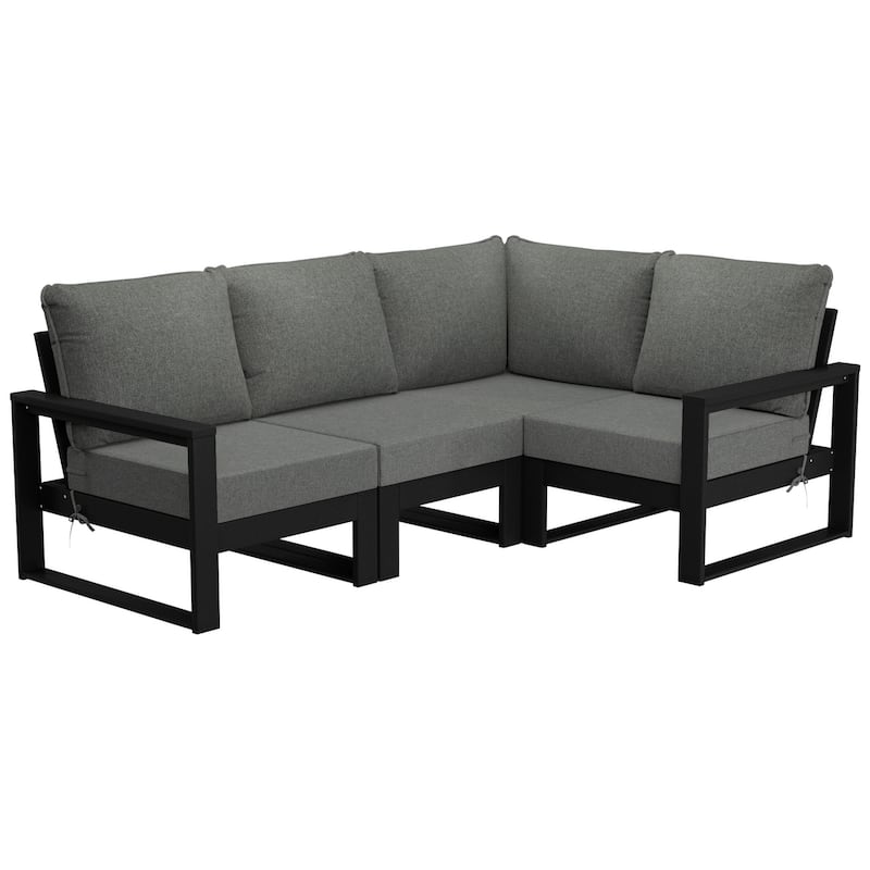Endless Patio 4-Piece Deep Seating Set with Black Frame - Black/Gray