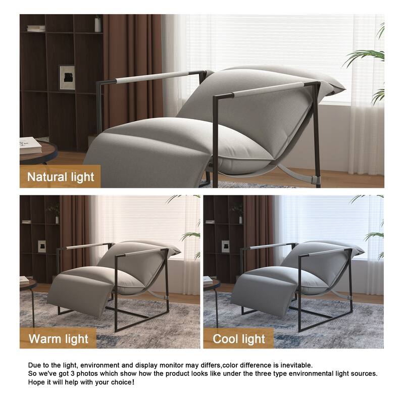 Metal Framed Sling Accent Chair with Bag Cushion