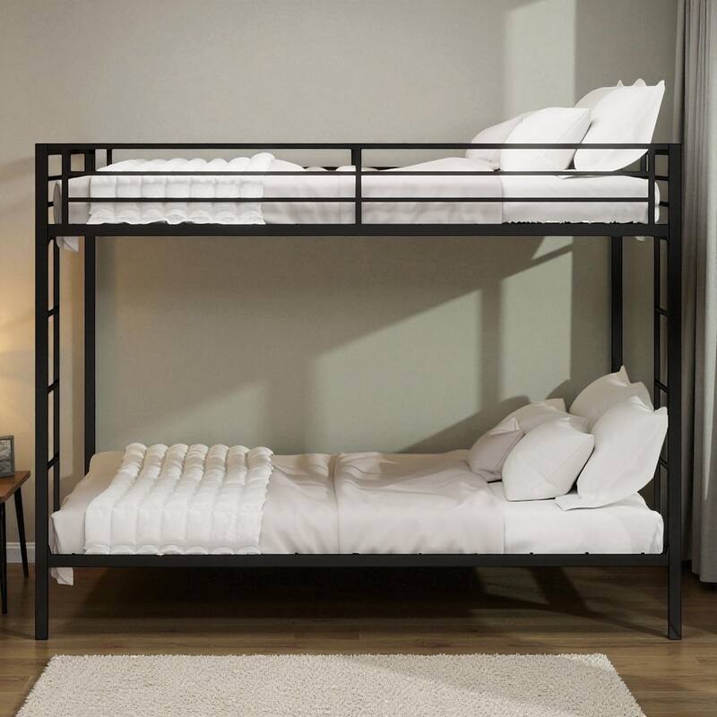 Full/Queen Metal Bunk Bed with Heavy-Duty Square Tube Frame, Dual Sleeping Areas, Space-Saving Design for Shared Rooms