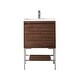 preview thumbnail 21 of 19, James Martin Vanities Mantova 23.6" Single Vanity Cabinet, Mid-Century Walnut Brushed Nickel Base, Glossy White Top