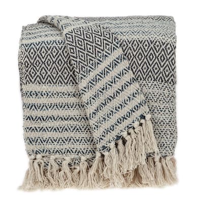 Beige and Taupe Diamond Weave Handloom Throw