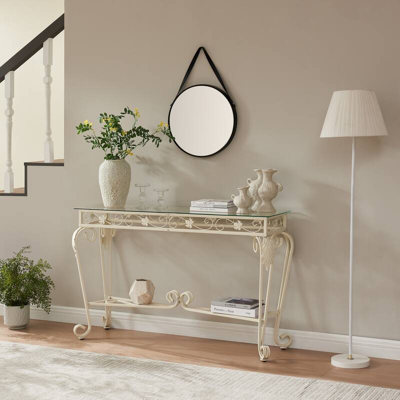 Modern Style Fancy Glass and Metal Table for Entrance, Console Tables for Entryway