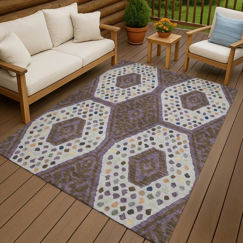Machine Washable Indoor/ Outdoor Global Nipsey Chantille Rug - Plum - 10' x 14'