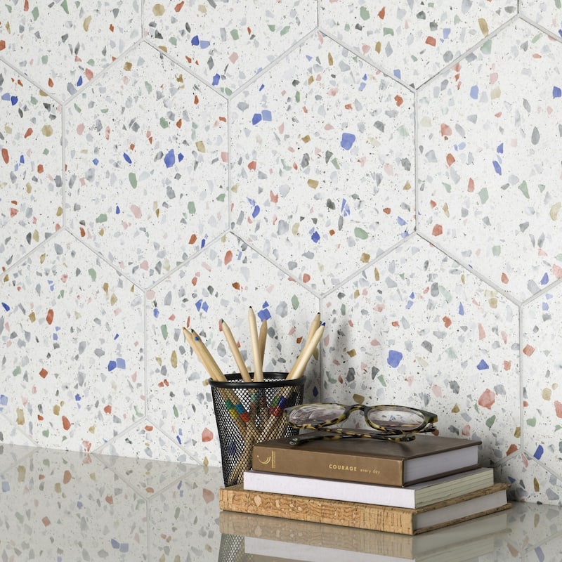 Merola Tile Venice Hex Colors Light 8-5/8" x 9-7/8" Porcelain Floor and Wall Tile