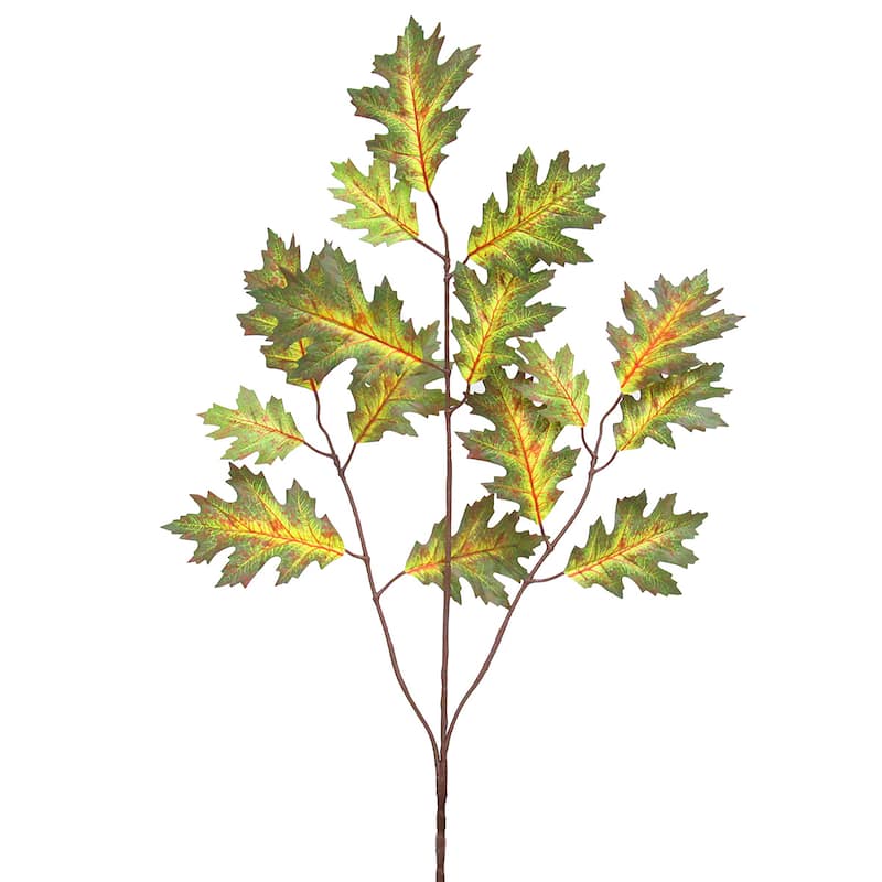 Set of 24 Artificial Oak Leaf Stem Plant Greenery Spray Branch 23in - 23" L x 16" W x 0.25" DP - Orange Yellow
