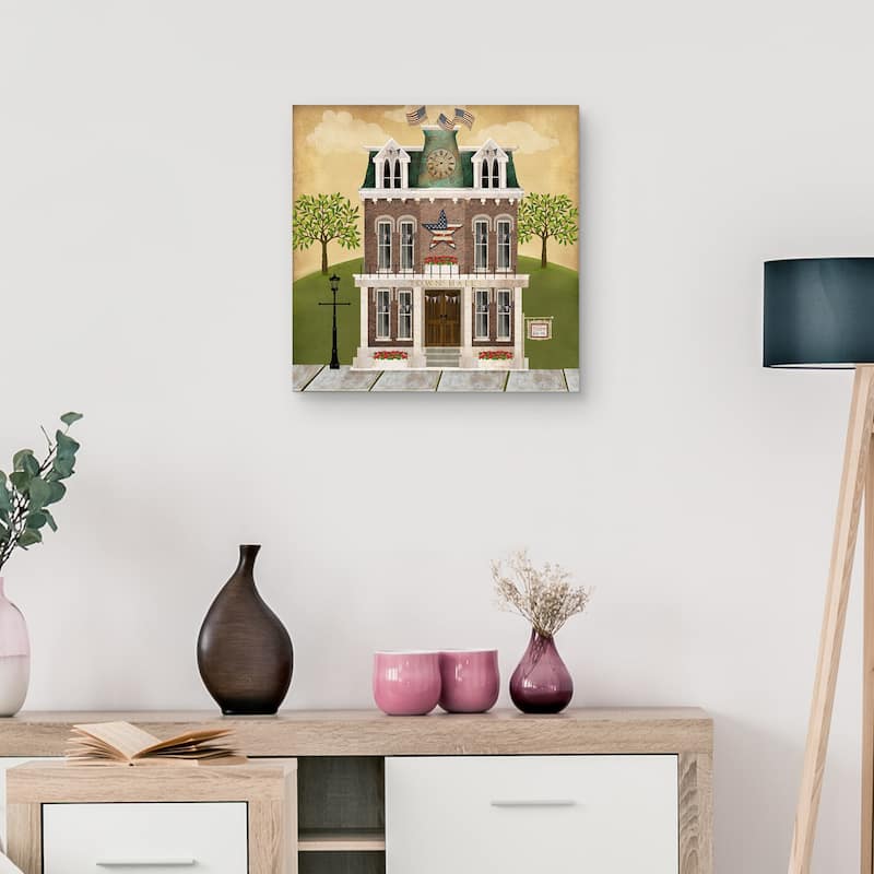 Americana Town Hall by Beth Albert Canvas Art Print